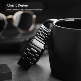 Blueshaweu 22MM Armband Kompatibel mit Puqo Smartwatch T80 1,95 Zoll, Classic Edelstahl Uhrenarmband für Puqo T80/Cillso T80 Smartwatch (schwarz)