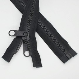 2PCS #10 30 Inch Heavy Duty Zippers for Sewing Separating Large Plastic Zippers Black Tape with Double Pull Tab Slider, Sleeping Bag, Boat, Canvas, Cover, Trampoline, Dog Bed,Tent (30" 2pcs) Leekayer