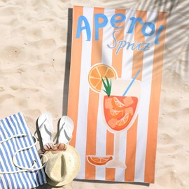 Holy Aperoli Beach Towel - Aperol Gift for Summer - 180 x 90 cm Towel, Sand Free & Quick Drying - Funny Aperol Spritz Design - Beach Towel for Aperol Fans (Orange)