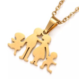 Unbranded Stainless Steel Set Pendant Necklace Earrings Family 15.7" 0.7mm Z815