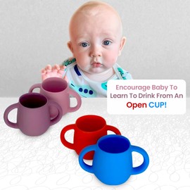 SiliLife Silicone Baby Cups for Baby or Toddler 2 Pack Flexible Food-Grade Safe BPA Free with Easy-Grip Handles for Self-Feeding Training