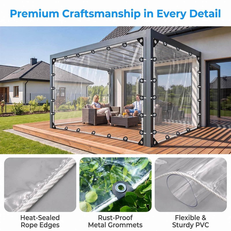 Clear Tarps Heavy Duty Waterproof 4x6ft, 14Mil Clear Vinyl Tarp