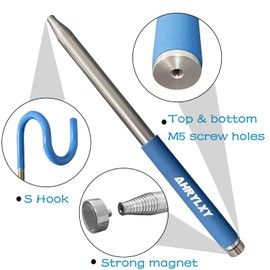 AHRYLXY 10 FT Telescoping Pickup Tool Magnetic Pole with Hook, Telescopic Push Pull Rod Wire Reacher Grabber Disc Golf retriever, Telescopic Magnetic Pick-Up Tool