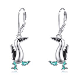 YAFEINI Blue Footed Booby Earrings 925 Sterling Silver Bird Dangle Earrings Cute Blue Footed Booby Bird Jewelry Gifts for Women