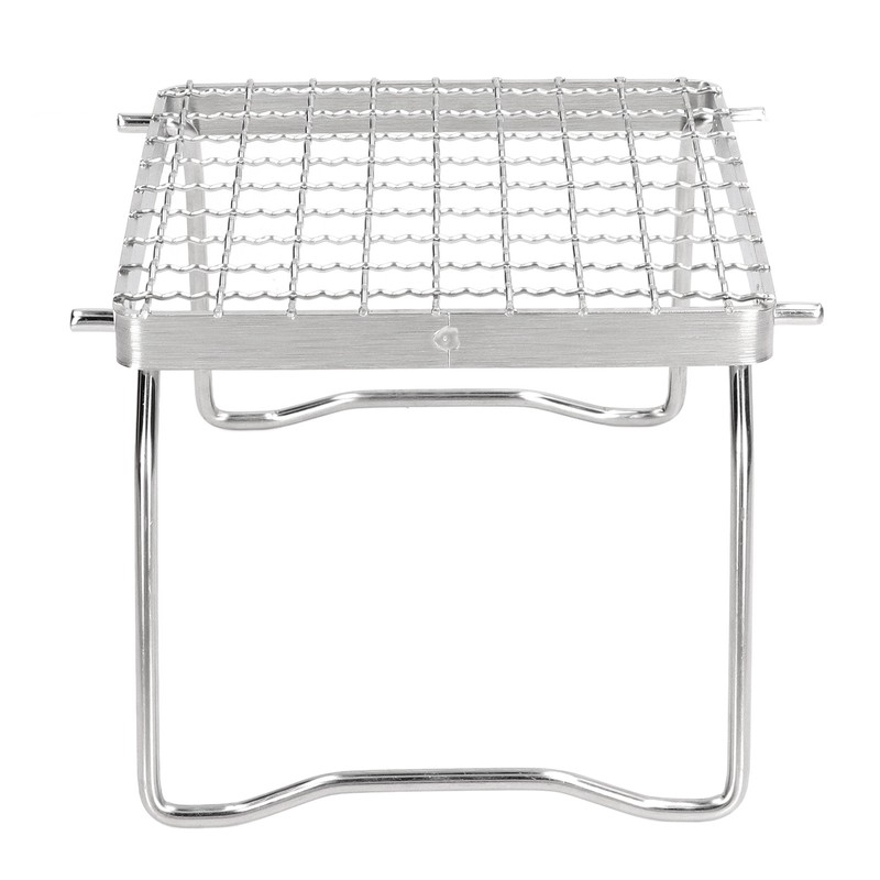 Portable Campfire Grill Silver Mini Folding Grill Rack Stainless Steel