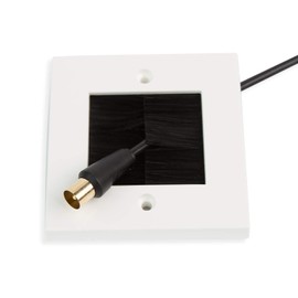 G-PLUG Cable Pass Through Wall Plate Faceplate with Brush – White Single Gang Cover for HDMI, TV, Ethernet, Speaker Wires – Easy to Install, Clean Cable Management Solution