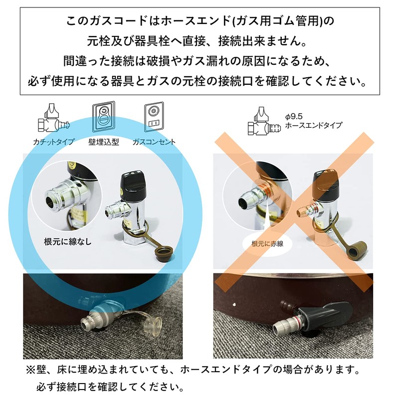Rinnai RGH-D15K Gas Cord for Plug Connection 0.3 inch (7