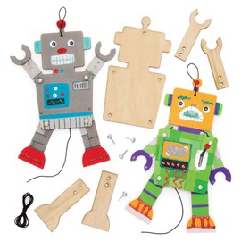 Baker Ross AW648 Robot Wooden Puppets (Pack of 4),Wood, NA