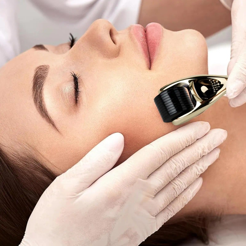 Dermaroller MEESTORY Titanio 0.25mm Microagujas 540 Agujas Facial Barba