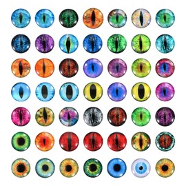 PATIKIL 16mm Dragon Eyes, 100 Pcs Round Glass Eyes Animals Crochet Eyes for Clay Doll Making Craft DIY Findings Jewelry Making, Mix Color