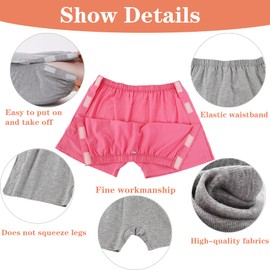 AUSTYLCO Post Surgery Underwear for Women Cotton Full Open Design Stick-on Boxer Briefs Adaptive Underwear for Knee Surgery Recovery（Gray M）