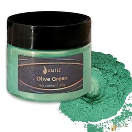 Epoxy Resin Colour Metallic (Olive Green) 20 g Jar, AArtsZ Mica Powder Powder, Epoxy Resin Colour, Pigment, Colour Pigments, Pigment Powder Colours for Cosmetic Quality, Level Lip Gloss, Soap Colours