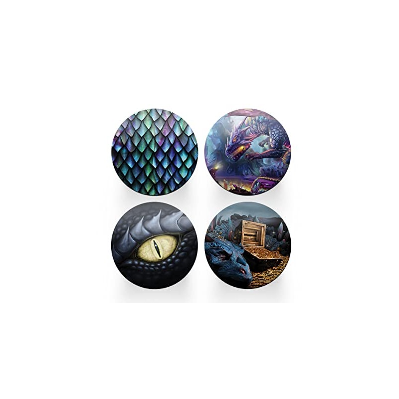 4 x Round Dragon Coasters - Mythical Cartoon Funny Men