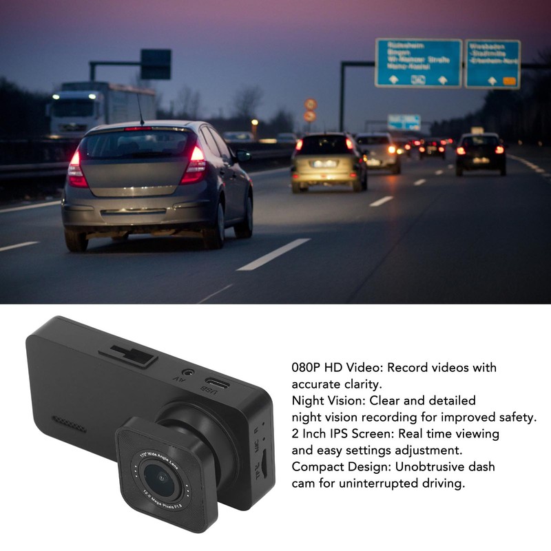 Dash Camera Triple Lens Rotatable HD1080P Night Vision 2in ISP