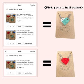 Brick Heart Keychain Set - Matching keychains, Gift Set for Couples, Best Friends - Very High Quality & DURABLE, Genuine, Building Blocks | Valentine's Day | Gifts for Him | Gifts for Her - Half/Full Heart: 1 Half of Heart (1 Keychain), Heart Color: Tan,