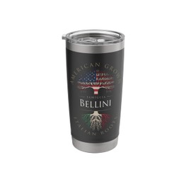 Bellini Family Name American Grown Italian Roots Italia Flag Stainless Steel Insulated Tumbler