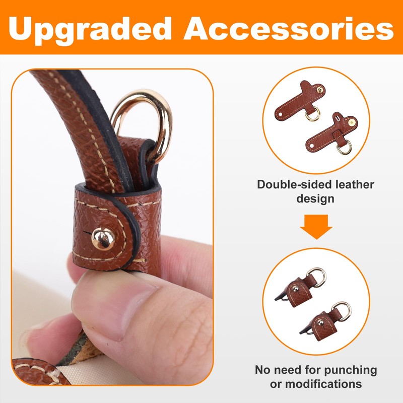 Strap for Longchamp Mini Bag Strap, Brown Leather Adjustable Handbag