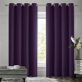 VEHEDE Modern Blackout Curtains, Thermal Curtain, Heat Protection, Blackout Curtains with Eyelets, Opaque Living Room, Bedroom Panel Curtains, H 183 x W 117 cm, Purple, Set of 2