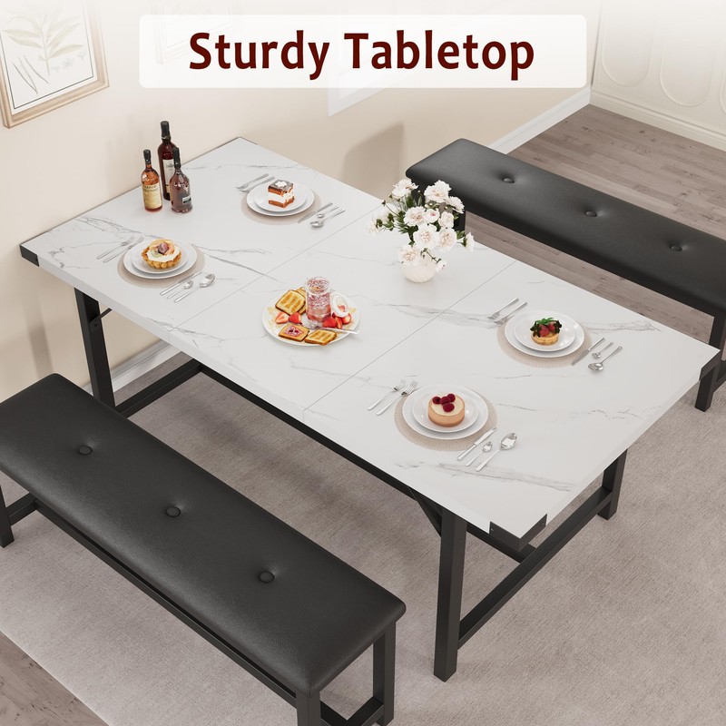 GarveeHome Extendable Dining Table Set for 4-6, Rectangle Large Extendable