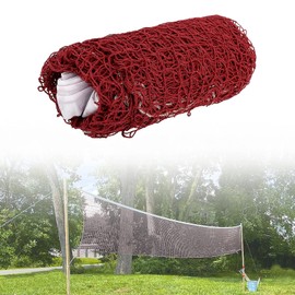Badminton Net Garden, Foldable Volleyball Net Volleyball Replacement Net Portable Beach Volleyball Net for Beach Yard Pool Indoor Outdoor Play Standard Size 6.5 x 0.5 m (Jujube Red)