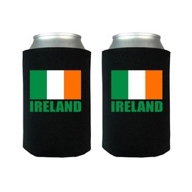 Ireland Flag Collapsible Beer Can Bottle Beverage Cooler Sleeves 2 Pack Gift Set Irish