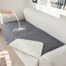 Genina 100% Waterproof Couch Cover for 4 Cushion Couch Sofa Cover for Dogs, Anti-Slip Sofa Covers Washable Couch Covers for Sectional Sofa L Shape Furniture Cover, 1 Piece (Dark Gray, Sofa X-Large)