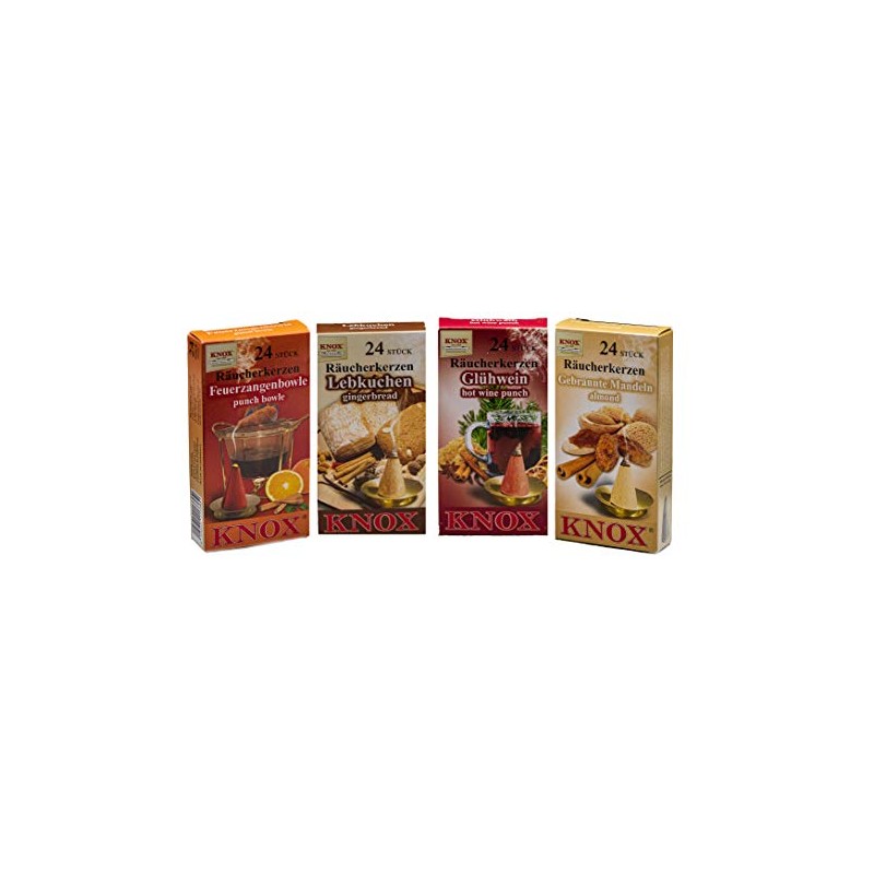Knox Incense Cones, Set of 4, Assorted Varieties, Made in