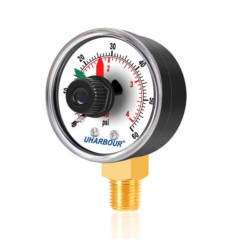 Uharbour Pool Pressure Gauge with Two Setable Needles for Select