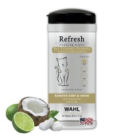 Wahl USA Cat Refresh Cleaning Wipes with Oatmeal Formula to Refresh and Clean Dirty Cats - 50 Count - 820017-500