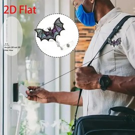 Bat Halloween Badge Reel, Horror Colorful Bat Work Badge Holder with Retractable Clip Cute Acrylic Badge Reel Worker Teacher Nurse Nursing Doctor Name Tag ID Card Decoration Accessories