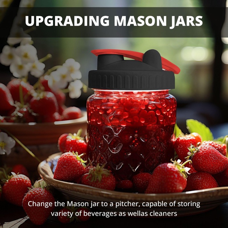 2 Pack Wide Mouth Flip Cap Mason Jar Lids for