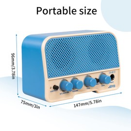 JOYO Combo Guitar Amplifier Bluetooth 5W Recharging Small Mini Practice Headphone Guitar Amp with Clean & Overdrive Channels (JA-02 II Blue)