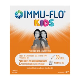 IMMU-FLO® KIDS Suplemento Alimenticio a base de L. rhamnosus GG, B. lactis BS01 + Vitamina D3