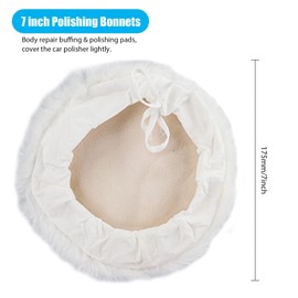 Linkstyle 6PCS 7inch Buffing Pads, Polishing Bonnet Buffing Polishing Pads, Soft wool Car Bonnet Buffer Polisher Pad Kit, Drawstring Design Polisher Buffing Pads for Car, Furniture, Glass