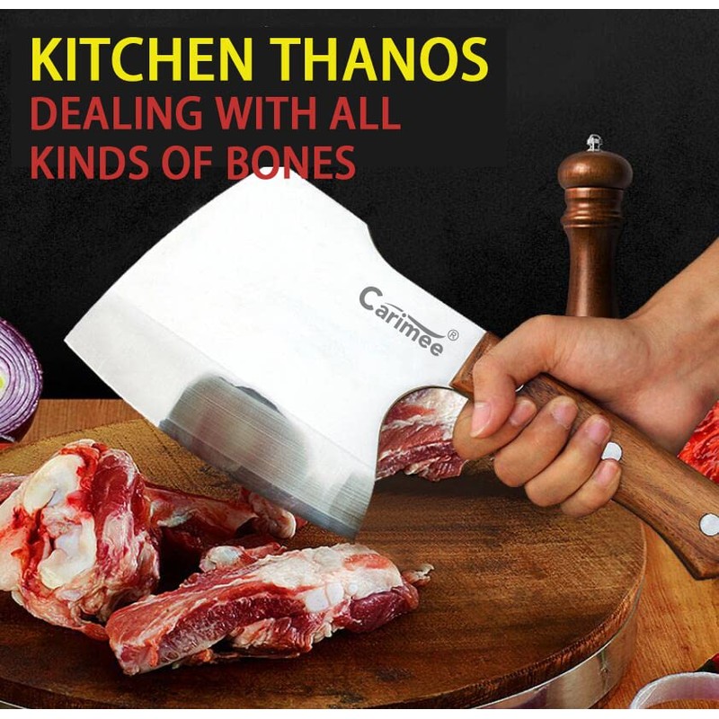 Carimee Meat Cleaver Knife, Butcher Axe Bone Chopper, Heavy Duty