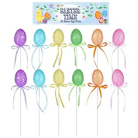 Easter Decorated Eggs, Great for Egg Hunts, Arts and Crafts - 12 Pack Egg Picks
