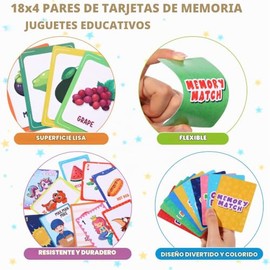 Zubebe Juego de 8 juegos de memoria a juego para niños, juego de memoria divertido a juego, juguetes educativos para noche familiar, recuerdos de fies