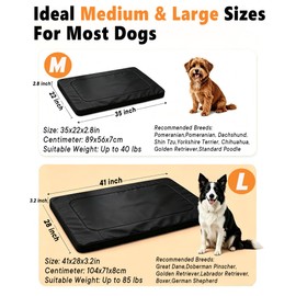 VivaQiueux Indestructible Chew Proof Dog Bed for Aggressive Chewers, Oxford Fabric Waterproof Crate Bed for Large Dogs, Washable Removable Cover with Sponge Filling 41" x 28" x 3.15" (Black, Large)