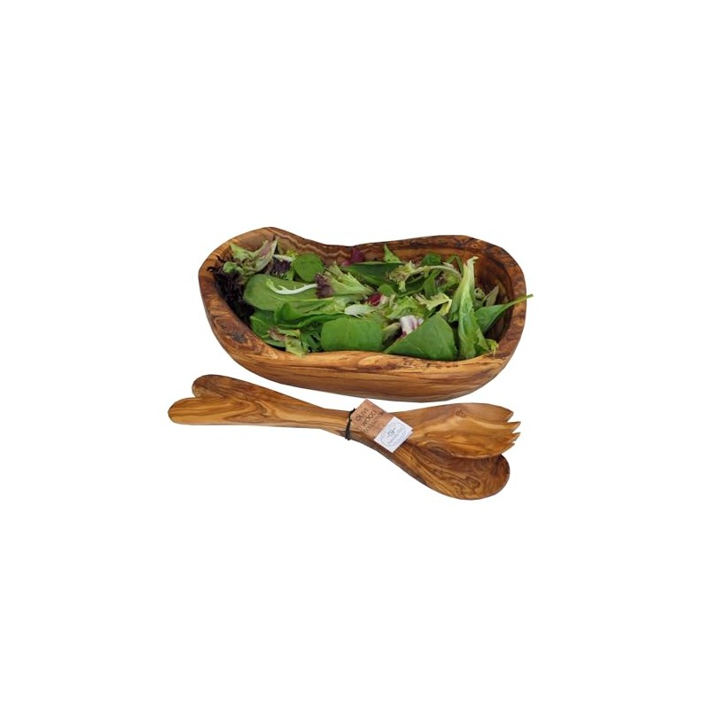 Naturally Med Olive Wood Natural Fruit Bowl/Salad Bowl/Serving Bowl 12.5"
