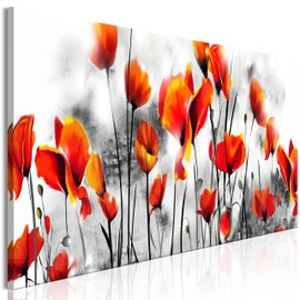 artgeist Textured Canvas Wall Art Poppies 53x18 in - 1pcs Painting Canvas Prints Picture Artwork Image Framed Contemporary Modern Photo Home Flowers Like Painted b-A-0820-b-a