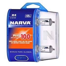 Narva 12V 60/55W H4 Plus 100 Halogen Globe 2-Pieces Pack