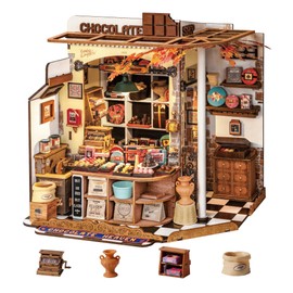 Rolife DIY Miniature House Kit Henry's Chocolate Shop 1:18 Scale Dollhouse Diorama, Tiny House Building Kit Crafts for Adults Home Decor Gift for Boys Girls