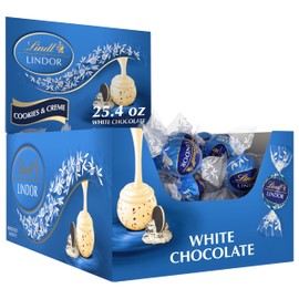 Lindt LINDOR Cookies and Creme White Chocolate Candy Truffles, Chocolates with Smooth, Melting Truffle Center, 25.4 oz., 60 Count