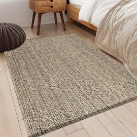 LEEVAN Washable Area Rug 4x6, Hand-Woven Cotton Living Room Rug, Natural Braided Bedroom Rug, Farmhouse Indoor/Outdoor Floor Carpet for Patio, Nursery, Office