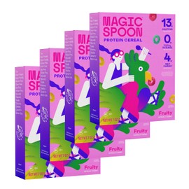 Magic Spoon Cereal - Fruity 4-Pack of Cereal - Keto & Low Carb Lifestyles, Gluten & Grain Free, High Protein, 0g Sugar