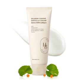 HEVEBLUE Salmon Caring Centella Cream | 100ml | Salmon PDRN, Salmon Egg Extract, Centella, Smoothing & Moisturising Face Cream for Dry & Sensitive Skin | Salmon PDRN, Salmon Egg Extract, Smoothing & Moisturising, For Dry & Sensitive Skin