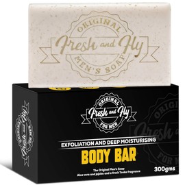 Fresh & Fly Mens Soap Bar for Face, Body 300g - 4X Bigger 4X Longer - Natural Soap for Cleansing (Exfoliating Vanilla)
