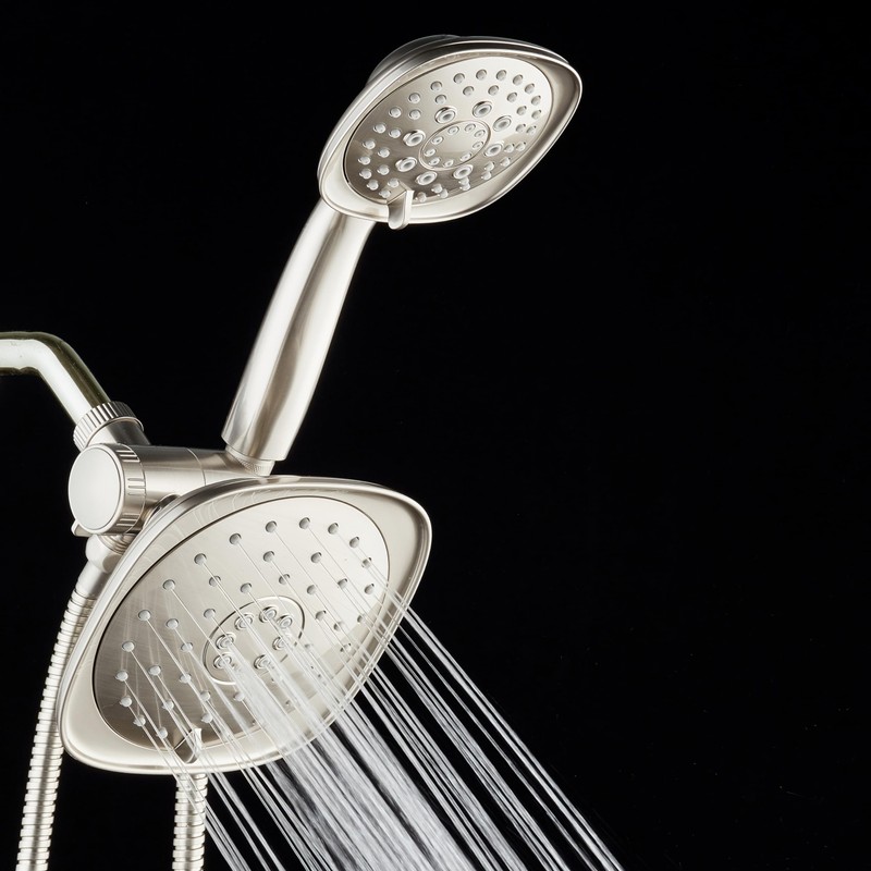 AquaDance Luxury Square High-Pressure Giant 7.3" Rain Shower Head/Handheld Spa