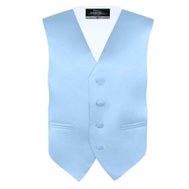 S.H. Churchill & Co. Conjunto de chaleco de 4 piezas para niño, con corbata, corbata para el cuello y pañuelo de bolsillo, Azul claro, 2 Años