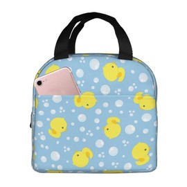 Duduho Cute Rubber Ducks Lunch Bag Compact Tote Bag Reusable Lunch Box Container For Women Men School Office Work, 6l